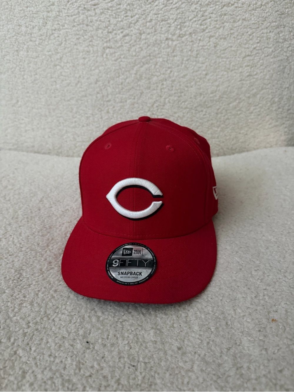 New Era Red Snapback Hat with White Logo